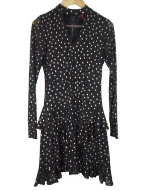 Material Girl Women's Dress Size Medium Black Stars Long Sleeve Sleeve Dress